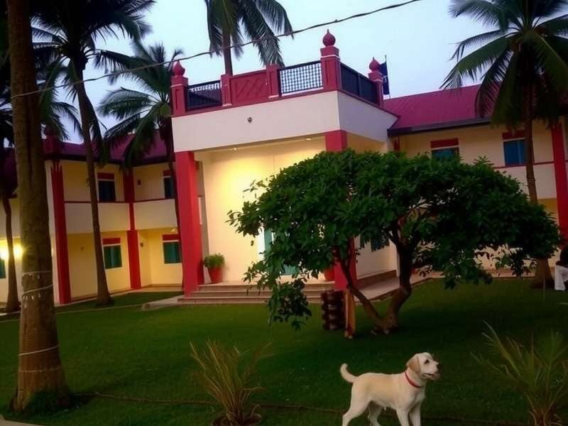 School sports ground with students